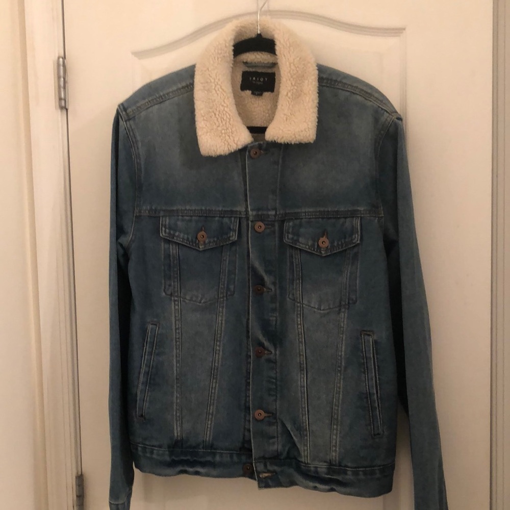 Blue  Jean White Collar Jacket